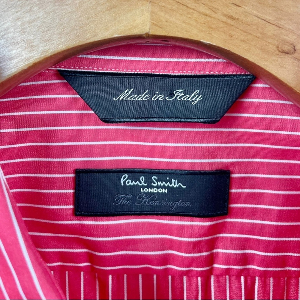Paul Smith Kensington 100% Cotton Red Striped Button Up Shirt Size 15.5 - Picture 4 of 7